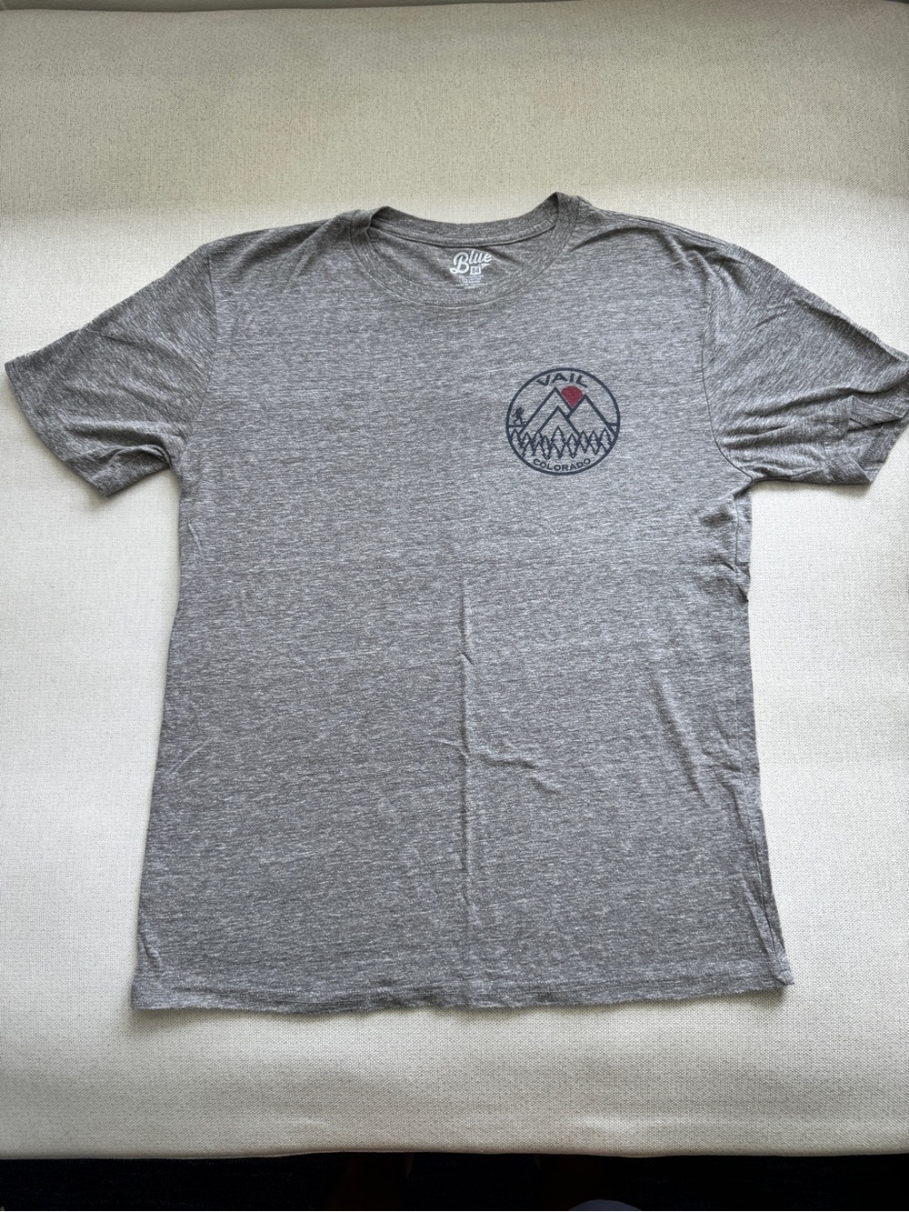 Blue 84 Vail Colorado Heather Gray Short Sleeve Tee with Mountain Logo